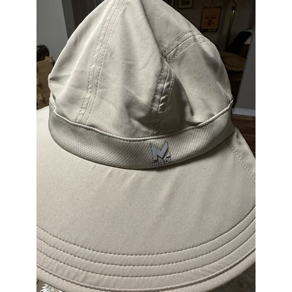 Mission Cooling Sun Defender Hat, Upf50 Khaki Oatmeal Unisex Wide-Brim Hat Nape - Picture 5 of 9